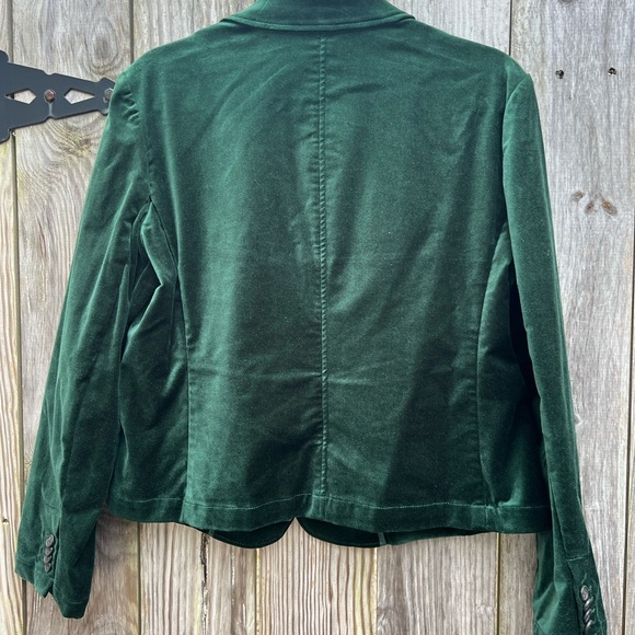 LAND’S END Dark Green Velvet Blazer Suit Blazer Jacket Women’s 12 Petite - Picture 10 of 11